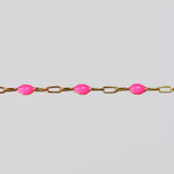 Silvia Permanent Jewelry Chain, White Enamel Design, Cable Links, Available in Gold Filled and Sterling Silver