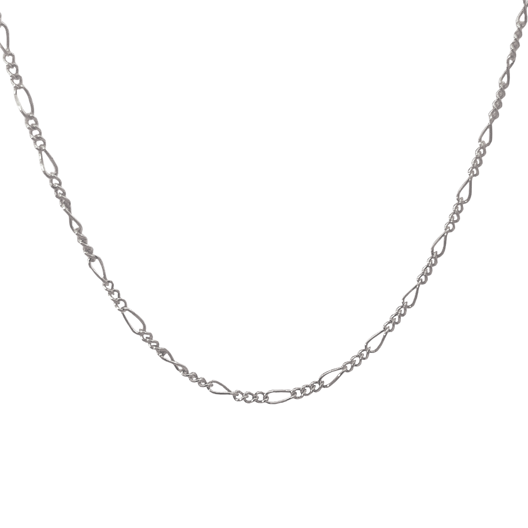Charlie Permanent Jewelry Chain, Figaro Design, Lie Flat Links, Available in Gold Options and Sterling Silver