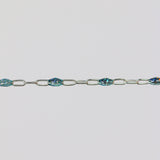 Silvia Permanent Jewelry Chain, White Enamel Design, Cable Links, Available in Gold Filled and Sterling Silver
