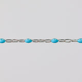 Silvia Permanent Jewelry Chain, White Enamel Design, Cable Links, Available in Gold Filled and Sterling Silver