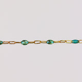 Silvia Permanent Jewelry Chain, White Enamel Design, Cable Links, Available in Gold Filled and Sterling Silver
