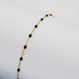 Ilaria Permanent Jewelry Chain, Black Enamel Design, Cable Links, Available in Gold Filled and Sterling Silver