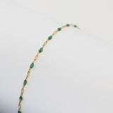 Caterina Permanent Jewelry Chain, Aquamarine Enamel Design, Cable Links, Available in Gold Filled and Sterling Silver