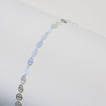 Carlotta Permanent Jewelry Chain, Oval Disc Design, Oval Small Hole Links, Available in Sterling Silver