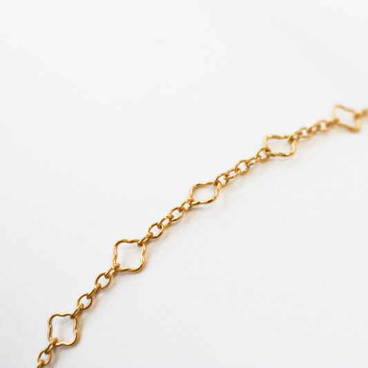 Alessia Permanent Jewelry Chain, Clover Design, Oval Links, Available in Gold Filled and Silver
