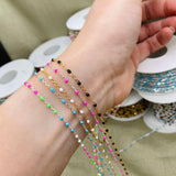 Glitter Blue Enamel Chain - Dot Cable - E18