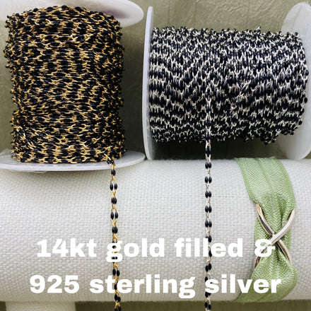 Black Enamel Chain - Twin Paperclip - E11