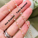 Pink & White Enamel Chain - Dot Cable - E17