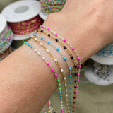 Glitter Blue Enamel Chain - Dot Cable - E18