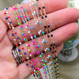 Glitter Blue Enamel Chain - Dot Cable - E18
