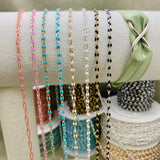 Glitter Pink Enamel Chain - Twin Paperclip - E13