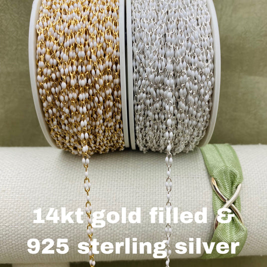 White Enamel Chain - Twin Paperclip - E10