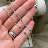 Teal Blue Green Enamel Chain - Sunburst - E15