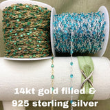 Teal Blue Green Enamel Chain - Sunburst - E15