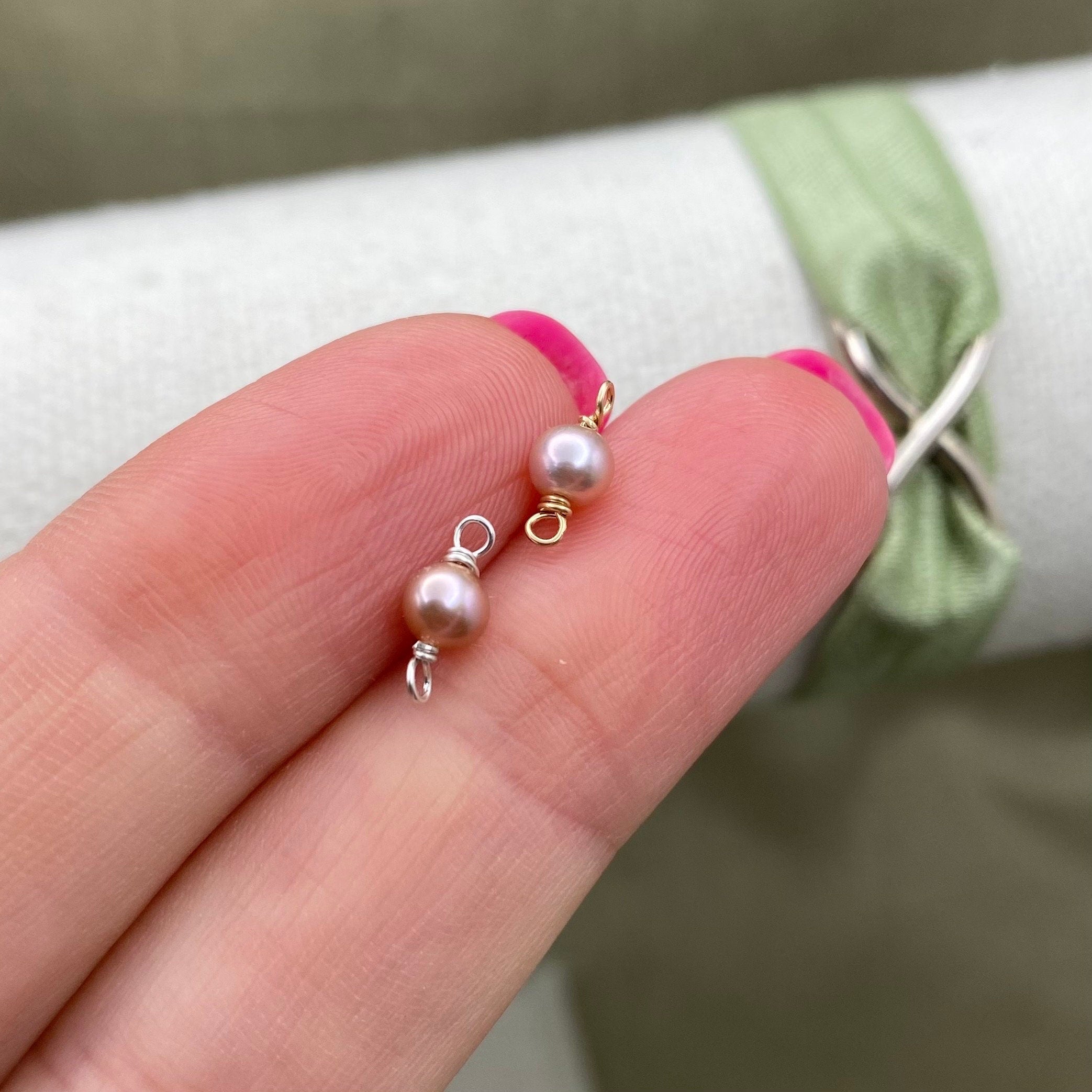 Mauve Freshwater Pearl Connectors - 2 Pack - B35
