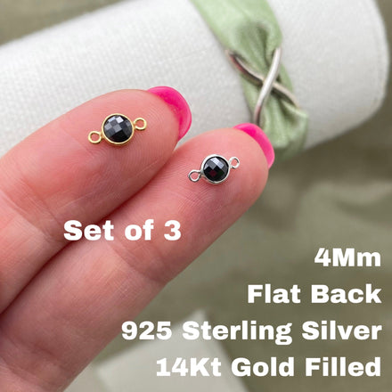 Flatback Black Connectors 4mm - 3 Pack - B18