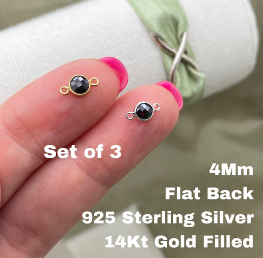 Flatback Black Connectors 4mm - 3 Pack - B18