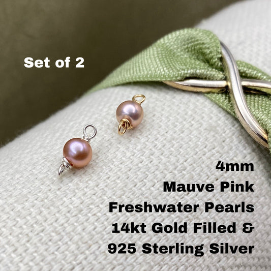 Mauve Freshwater Pearl Connectors - 2 Pack - B35