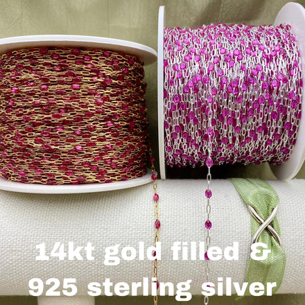 Fuchsia Enamel Chain - Sunburst - E14