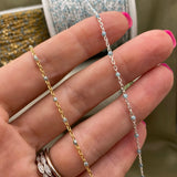 Glitter Blue Enamel Chain - Dot Cable - E18