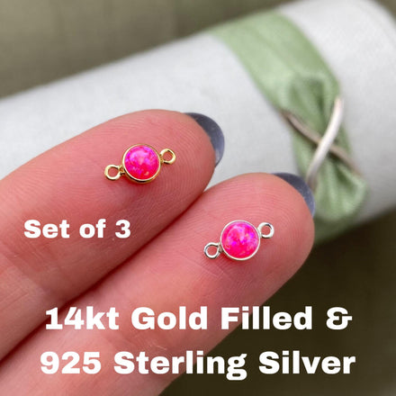 Hot Pink Opal Connectors 4mm - 3 Pack - B10