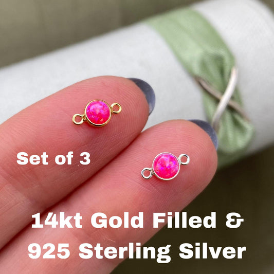 Hot Pink Opal Connectors 4mm - 3 Pack - B10