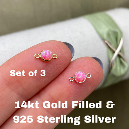 Light Pink Opal Connectors 4mm - 3 Pack - B9