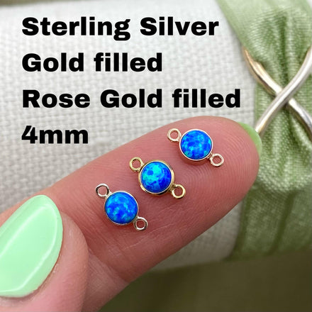 Blue Opal Connector 4mm - 5 Pack - B6