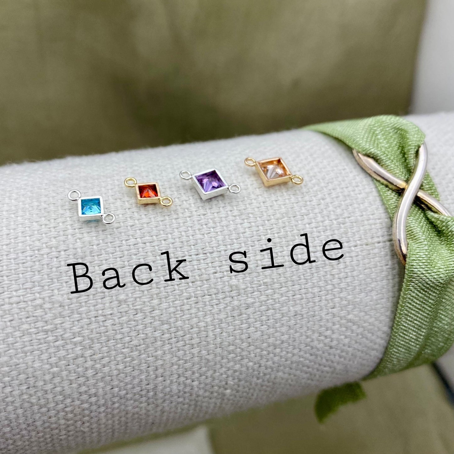 Luxe Diamond 4mm Birthstone Connectors - Sterling Silver - B33S - Luxe Colors