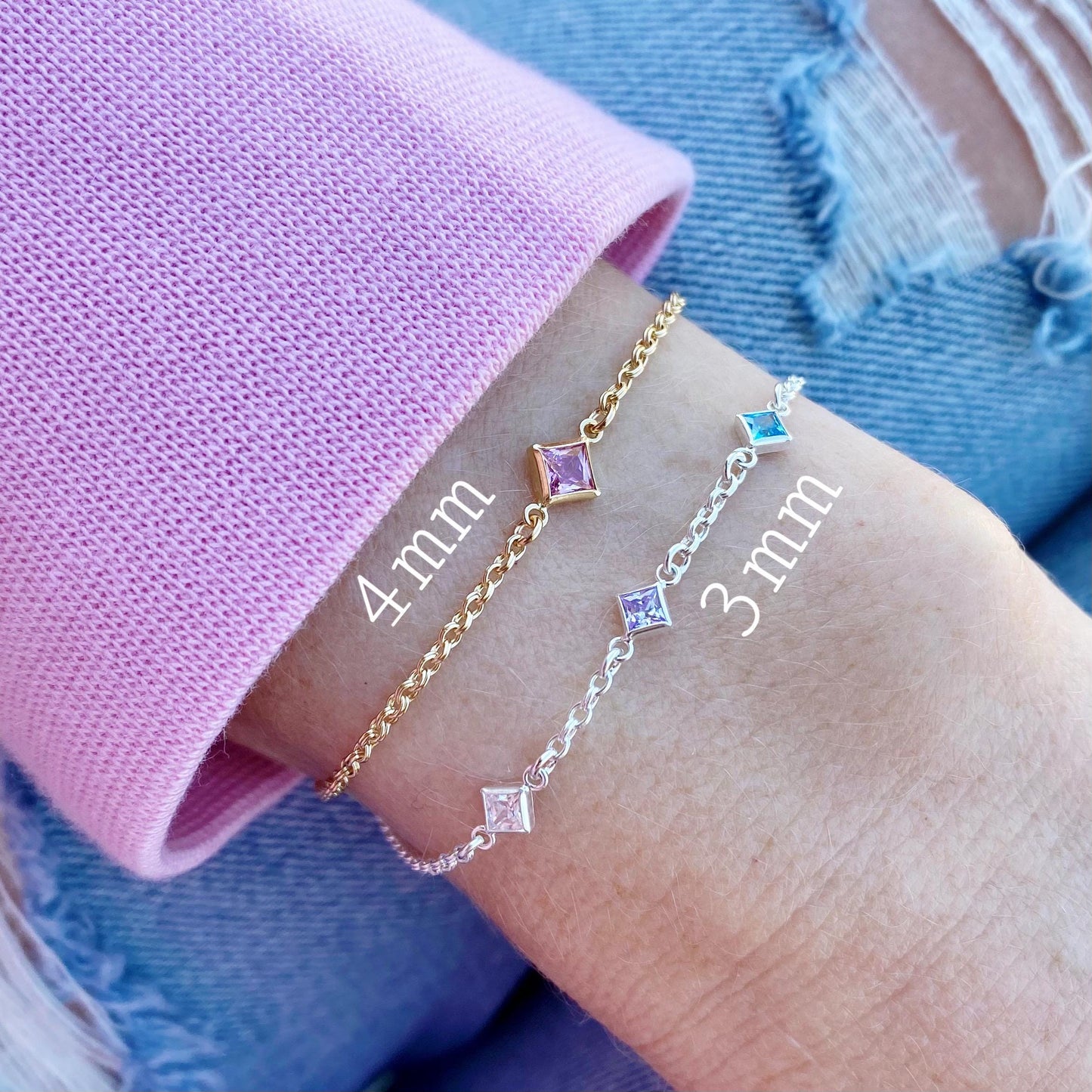 Luxe Diamond 3mm Birthstone Connectors - Gold Filled - B32G - Luxe Colors