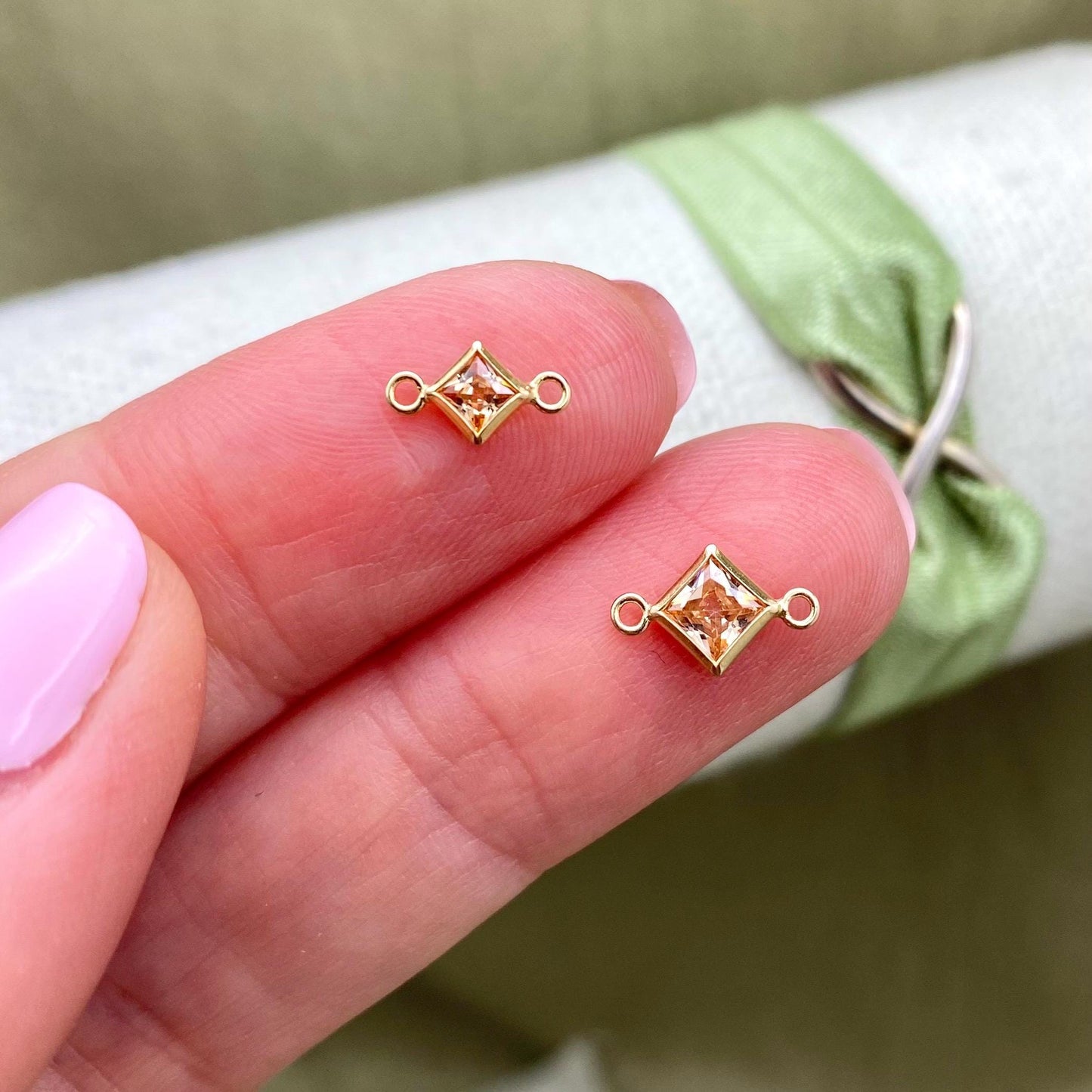 Luxe Diamond 3mm Birthstone Connectors - Gold Filled - B32G - Luxe Colors