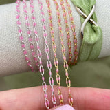 Glitter Pink Enamel Chain - Twin Paperclip - E13
