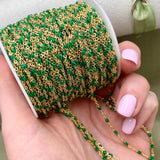 Emerald Green Enamel Chain - Dot Enamel E25