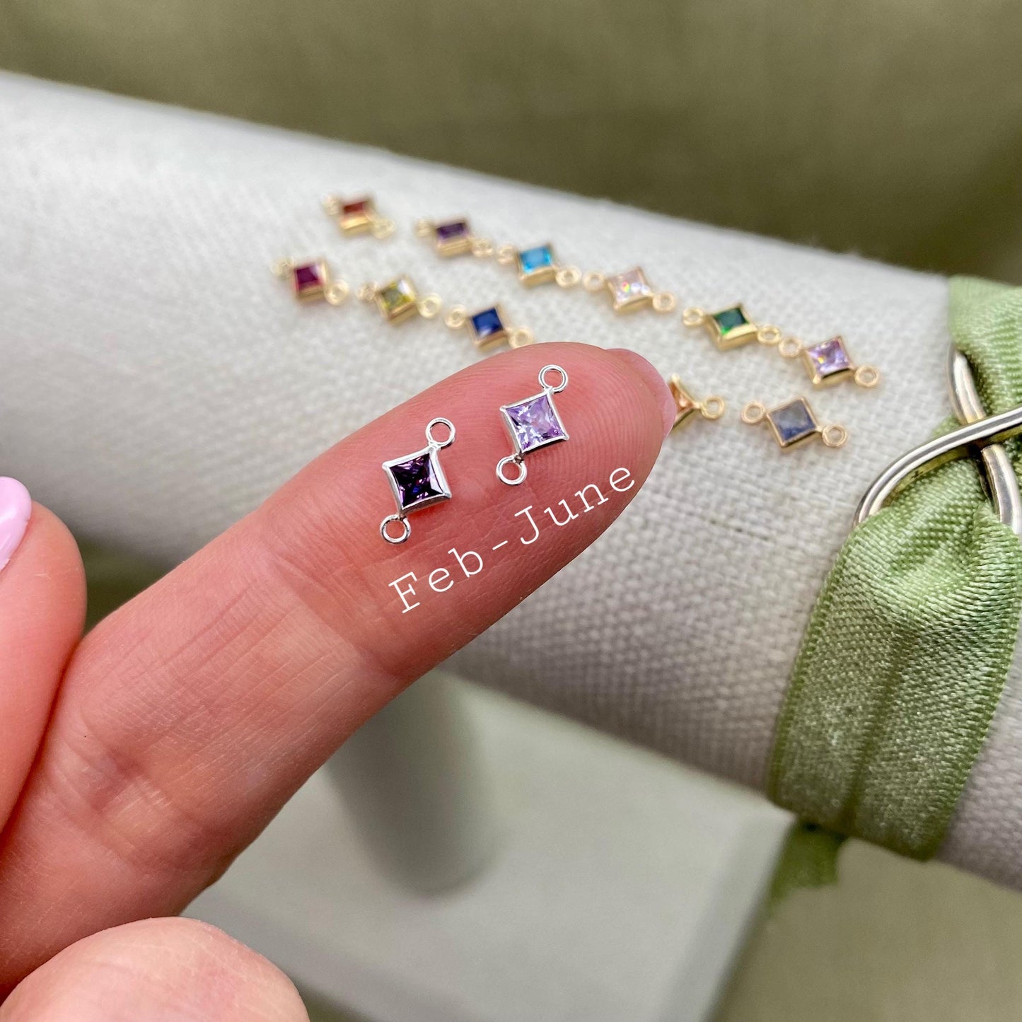 Luxe 6mm Birthstone Connectors - Sterling Silver - B45S - Luxe Colors