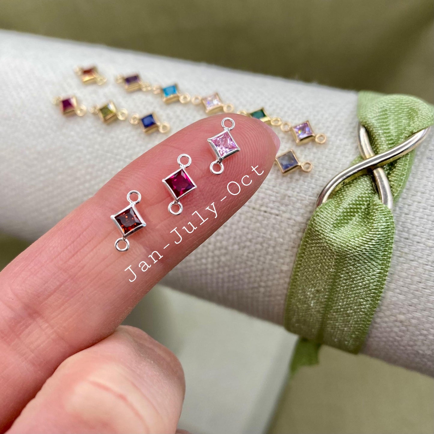 Luxe Diamond 4mm Birthstone Connectors - Sterling Silver - B33S - Luxe Colors