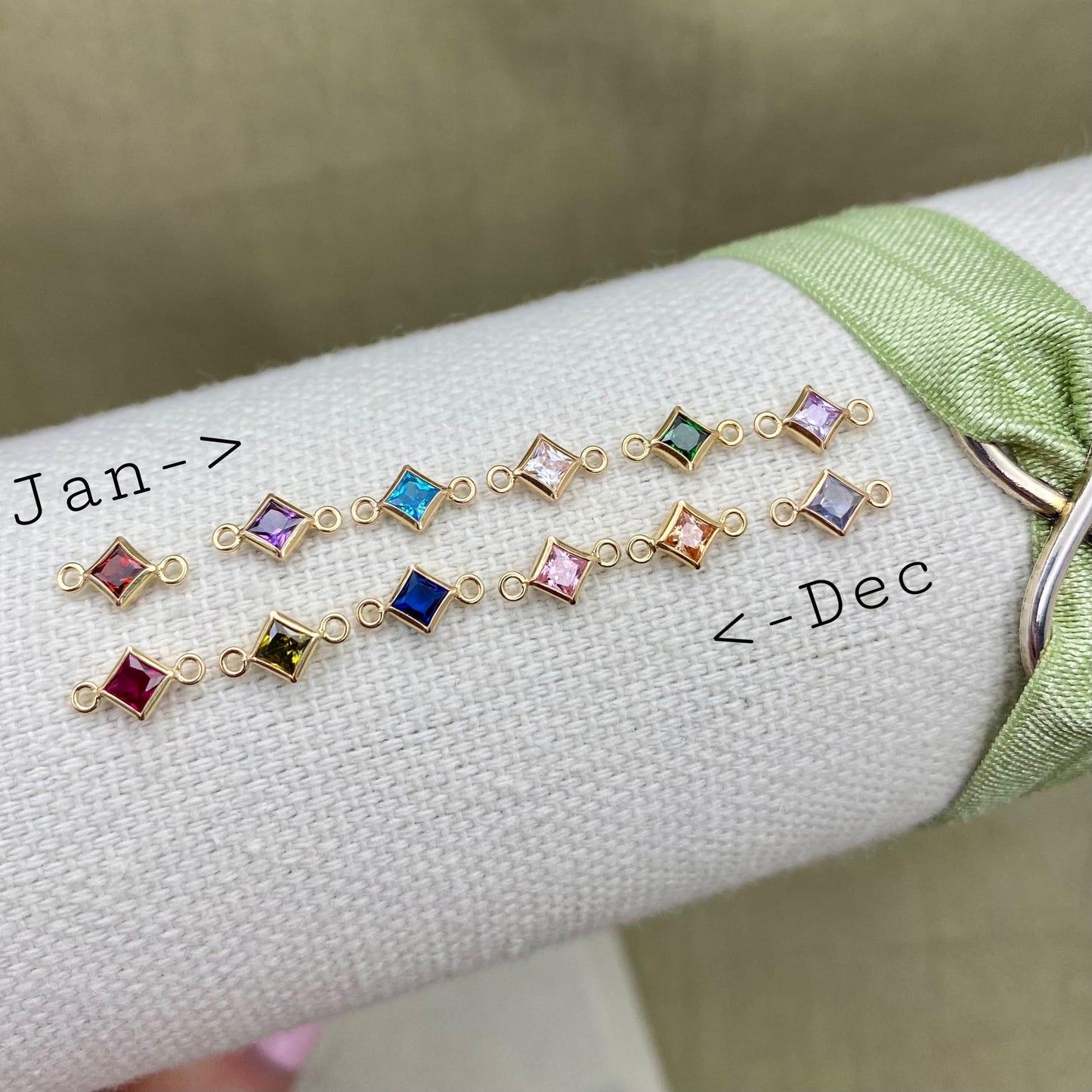 Luxe Diamond 3mm Birthstone Connectors - Sterling Silver - B32S - Luxe Colors