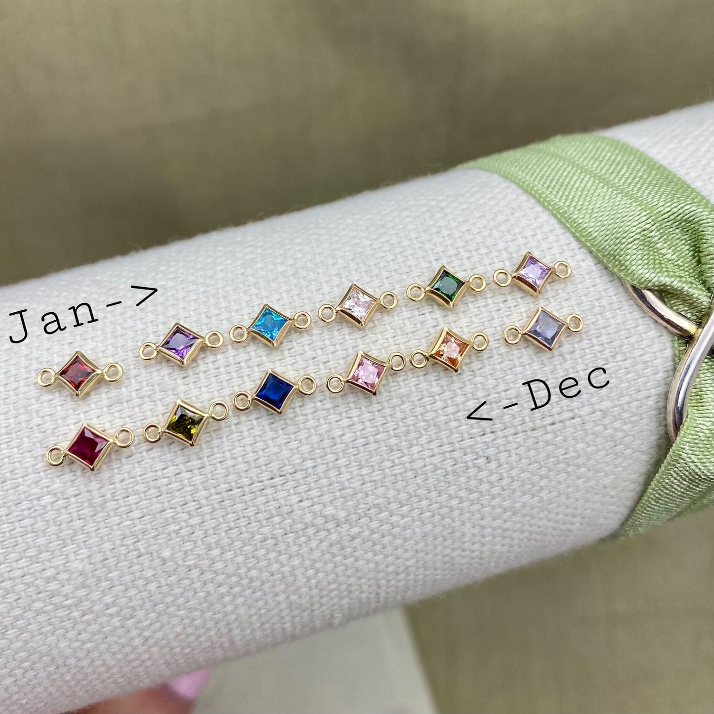 Luxe Diamond 4mm Birthstone Connectors - Sterling Silver - B33S - Luxe Colors