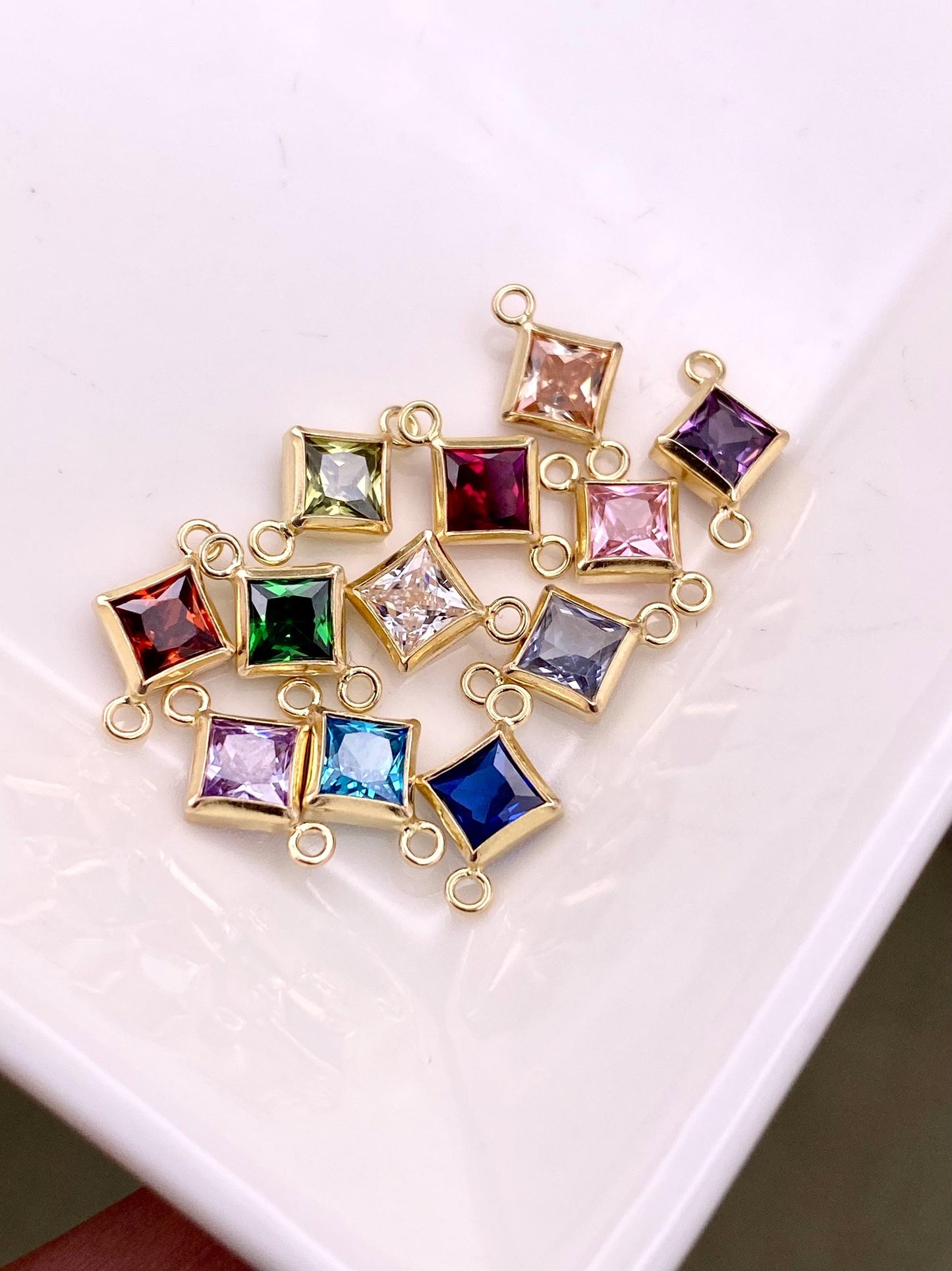 Luxe Diamond 3mm Birthstone Connectors - Gold Filled - B32G - Luxe Colors