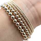 Stretchy Gold-Fill Beaded Bangle Bracelets, 14/20 Gold-Filled, 6.5" Diameter